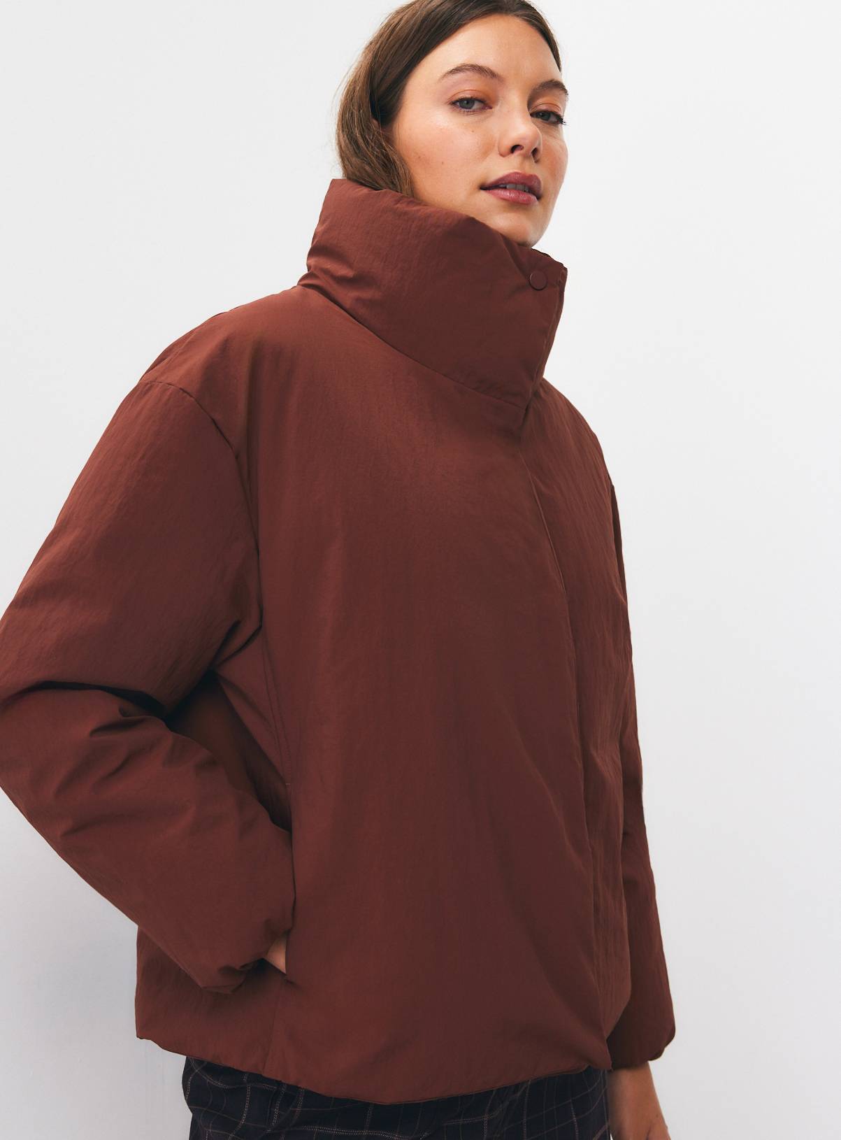 Dark Orange Unquilted Padded Jacket XL - Image 2